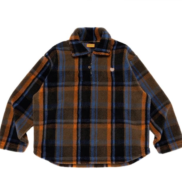 [L] 휴먼메이드 체크 플리스 풀오버 브라운