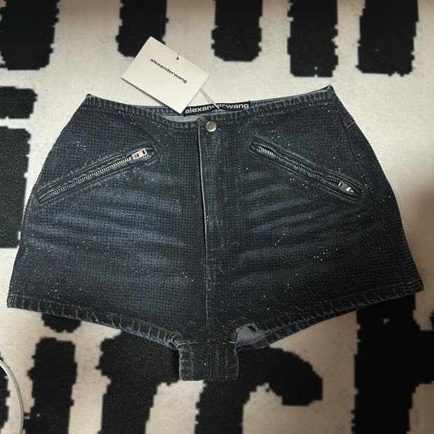 알렉산더왕 모터 크리스탈 데님 쇼츠