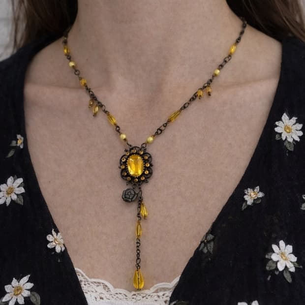 페어리 키치 러블리 y2k 무드 비즈 플라워 목걸이