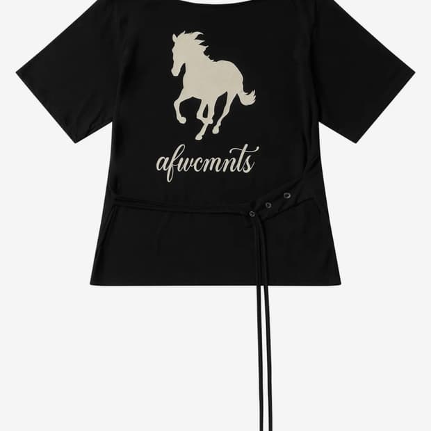 (급처) 어퓨커멘츠 더블 스트링 컷아웃 티셔츠 BLACK