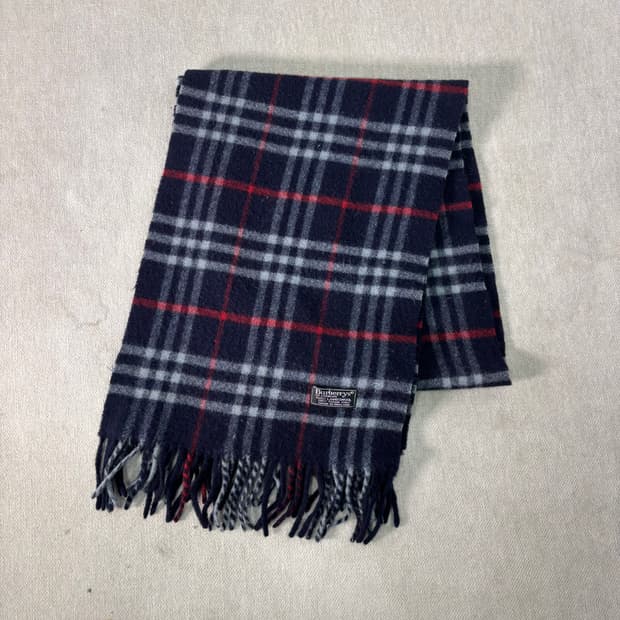 버버리 노바체크 램스울 네이비 머플러