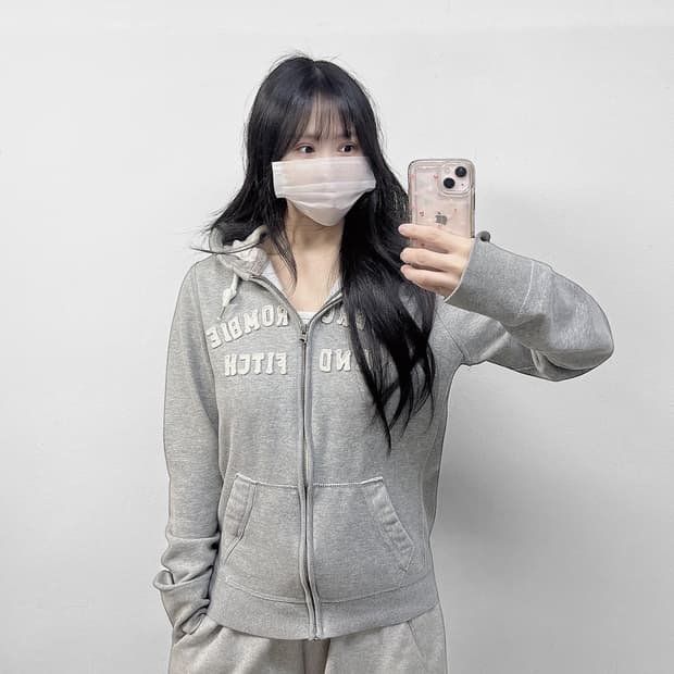 아베크롬비 아치 로고 후드집업 그레이