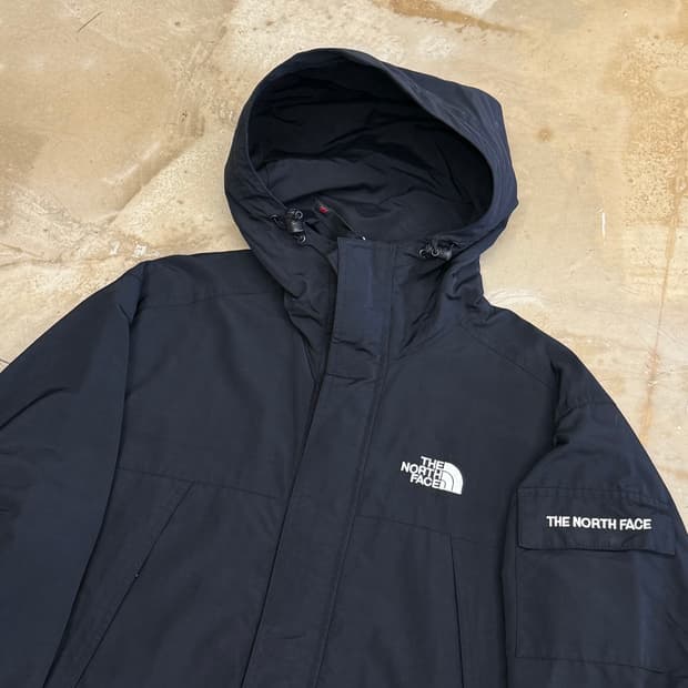 90 노스페이스 암포켓 블랙 후드 바람막이