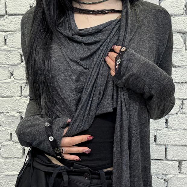 Asymmetric Draped Layered Long SleeveTop