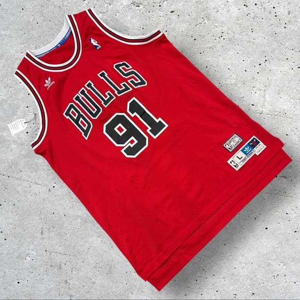 [L] 아디다스 데니스 로드먼 91번 불스 NBA 농구 유니폼 B60