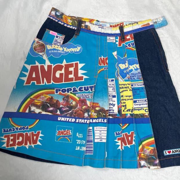 엔젤 블루 데님 미니스커트 