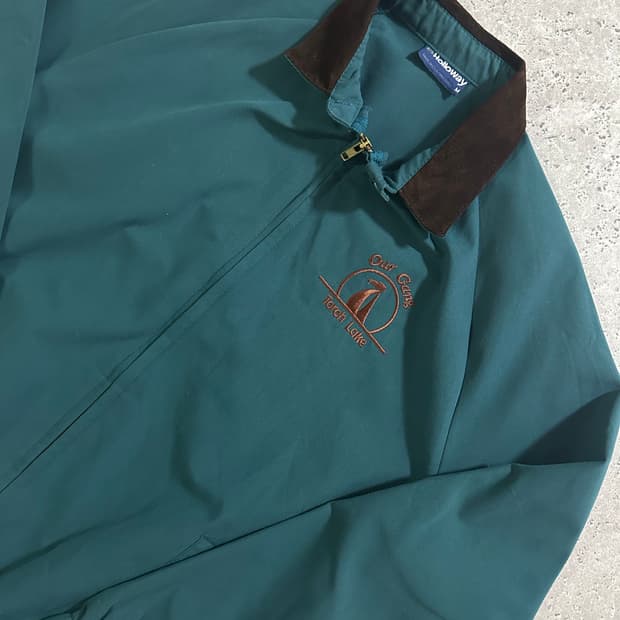 90sUSA 그린 스웨이드 카라