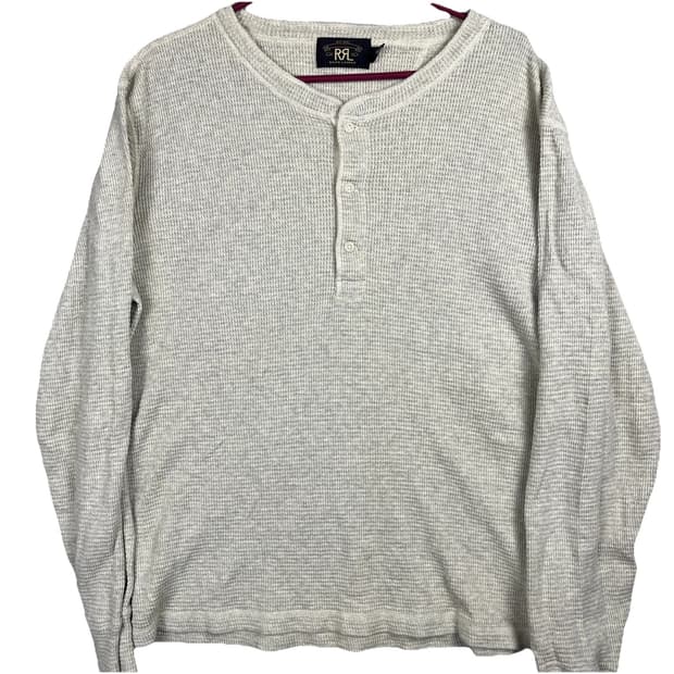 더블 알엘  와플 니트 헨리넥 써멀 셔츠