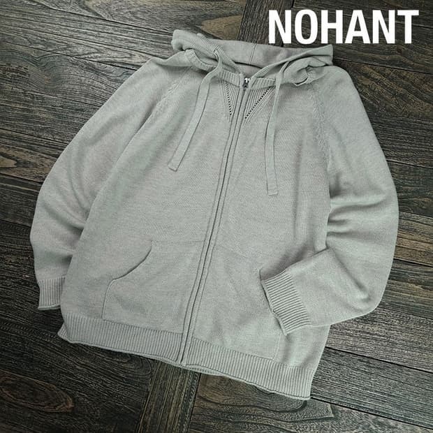 [노앙] 니트 후드 집업 베이지 M19470