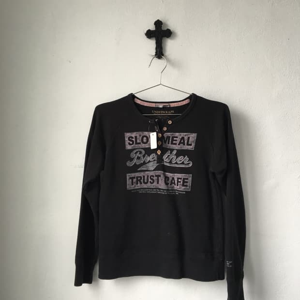 Lettering printing Henry neck t shirt