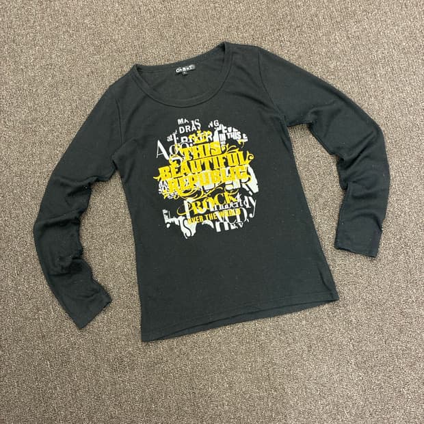 L)Japanese vintage 여성 그런지 락 그래픽 롱슬리브