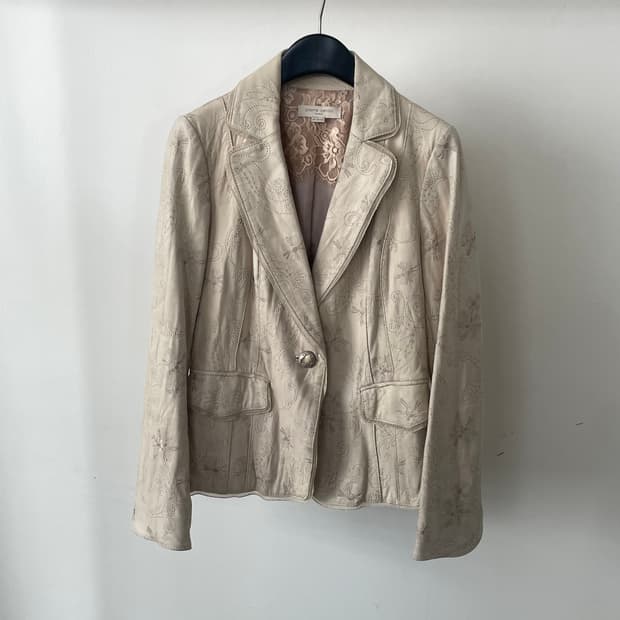 pierre cardin embroidered leather jacket