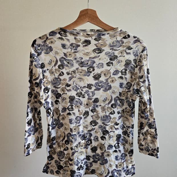 일본 빈티지 수채화 플라워 코튼 티셔츠