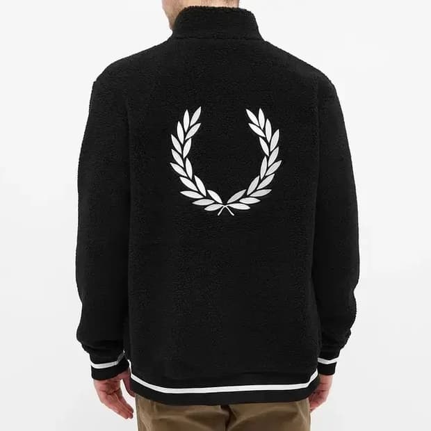 프레드페리 백로고 보그 플리스 집업자켓