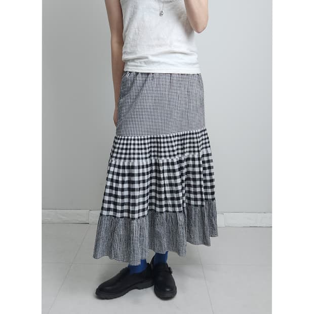 (JWANDERSONxUNIQLO)체크 캉캉 스커트