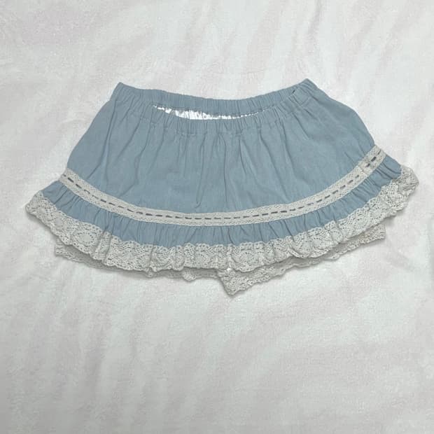 하늘 데님 청 레이스 큐롯 히메 갸루 팝갸루 하라주쿠 모리 리즈리사 치마