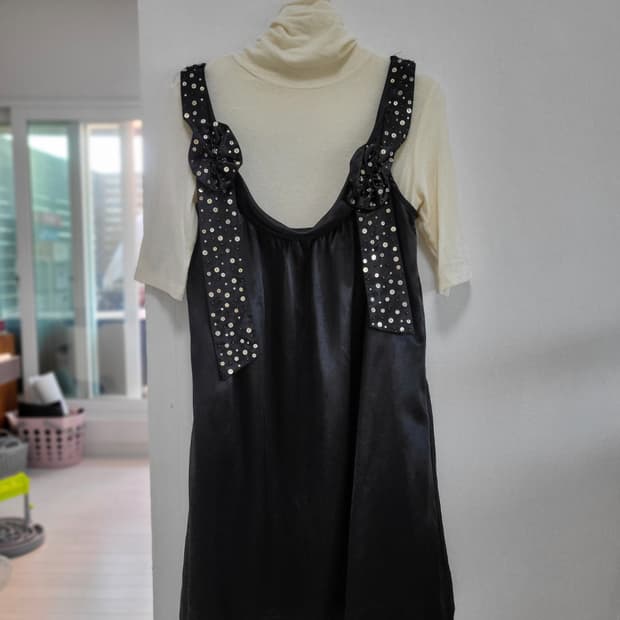 일본브랜드 새틴 튜닉 워민소매 원피스44-77