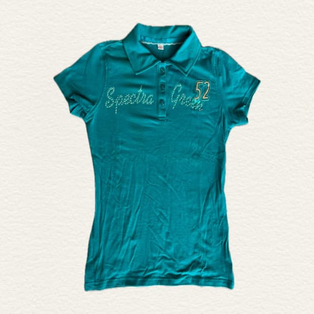 🎐청록 하구미깔 y2k 캡소매 반팔