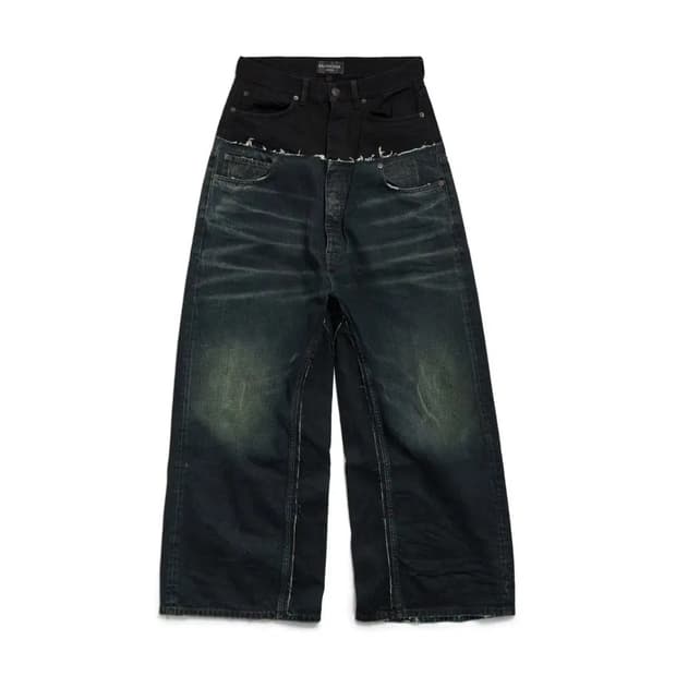 [M] 발렌시아가 컷업 배기 데님 팬츠 블랙