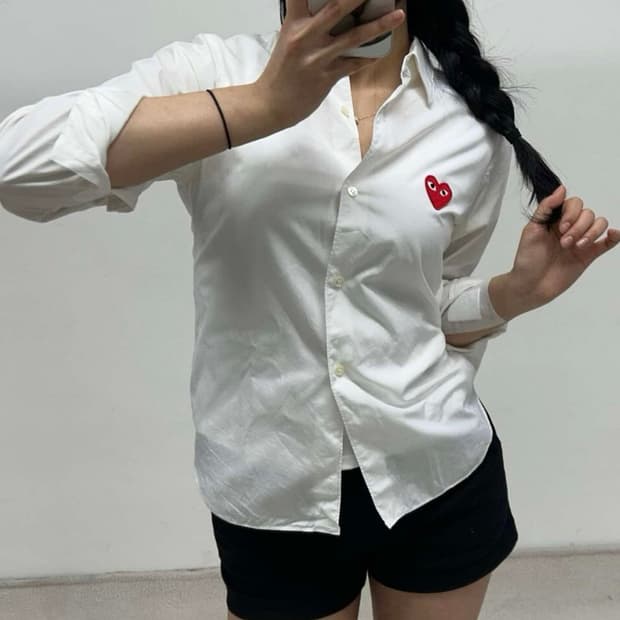 꼼데가르송 하트와펜 화이트 우면 셔츠