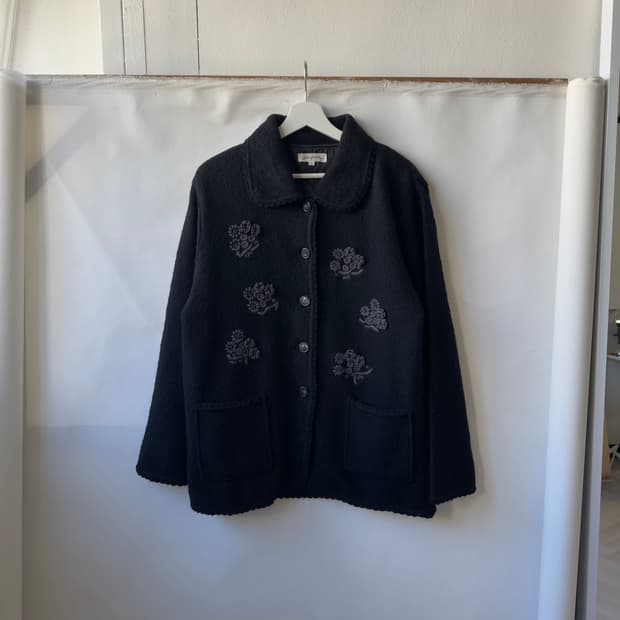 [Vintage] Floral Embroidered Wool Jacket