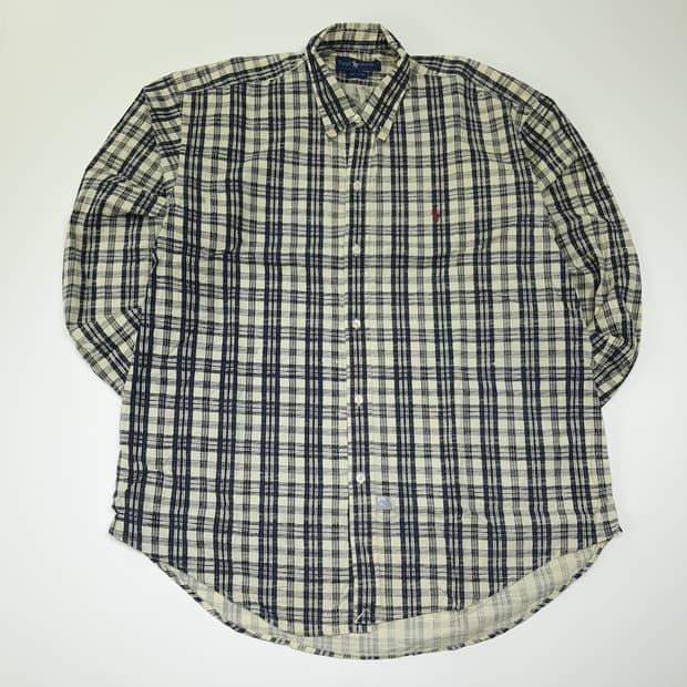 CL603 XL 폴로 90s 미국판 레트로 모던체크 아이보리 셔츠 남방