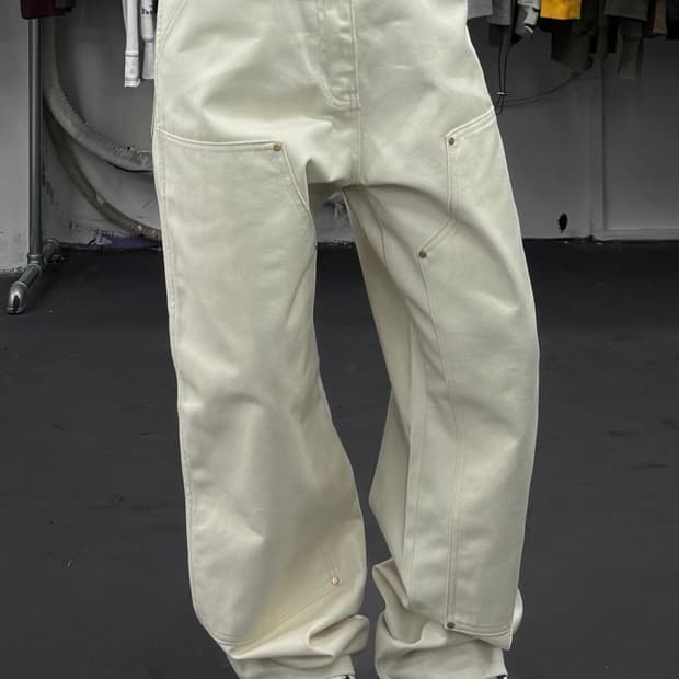 VTG 아이보리 더블니 팬츠