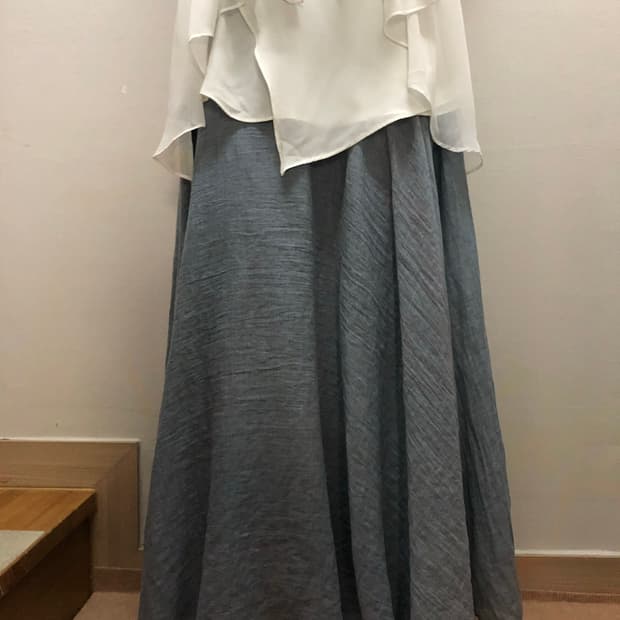 빈티지 블루 롱 스커트