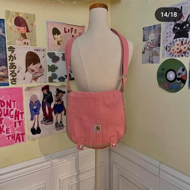 칼하트 빈티지 리사이클링 크로스백 인디핑크