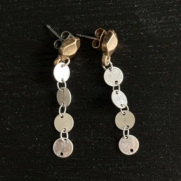 실버 골드 코인 드롭 이어링