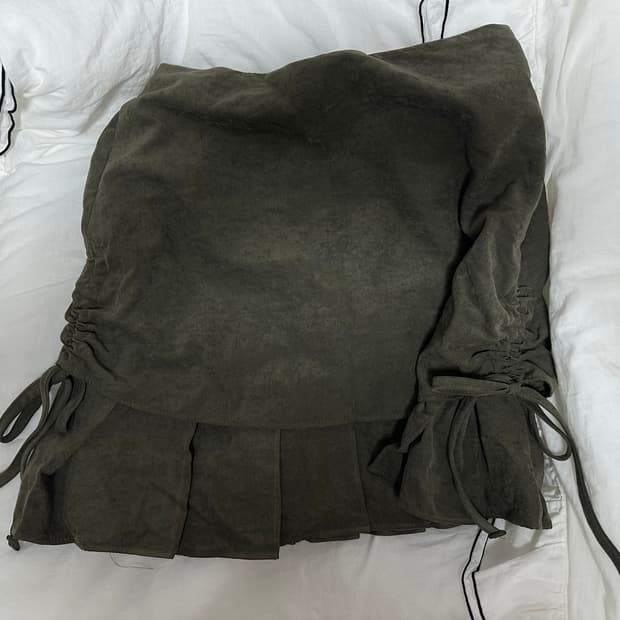 셔링 카키 스커트