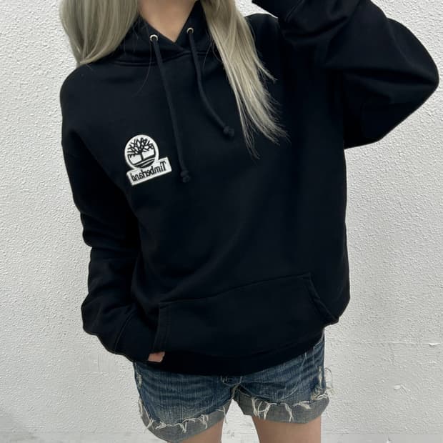 팀버랜드 X 슈프림 백 레더패치 블랙 후드 XL