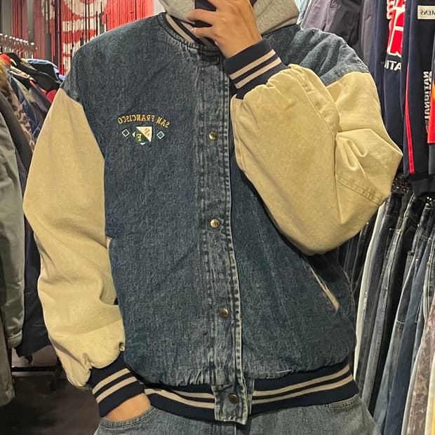 [IM] VTG 데님 바시티 자켓