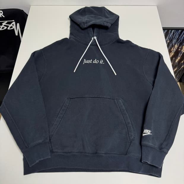 나이키 자수 로고 네이비 후드 XL
