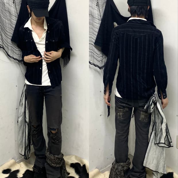 (Splendid)00‘s Vertical Stripe Black Pea