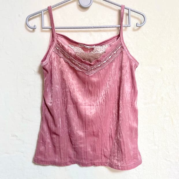 빈티지 벨벳 핑크 슬리브리스 레이어드