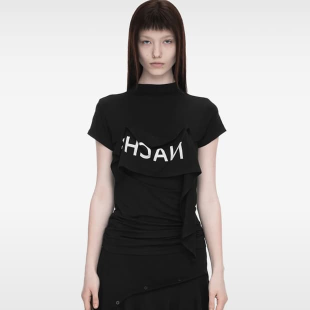 나체 2-WAY PRINTED SLIM T-SHIRT BLACK