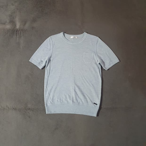 막스마라 울 실크 반팔 니트 M 스카이