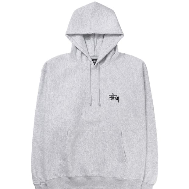 스투시 베이직 로고 후드 애쉬 헤더  M L