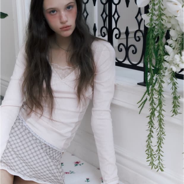 민네 minnne sally v neck top pink