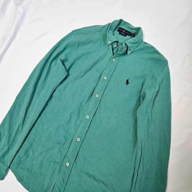 폴로 랄프로렌 신형 포니 코튼 스웻 셔츠 버튼 페더웨이트 메쉬 S