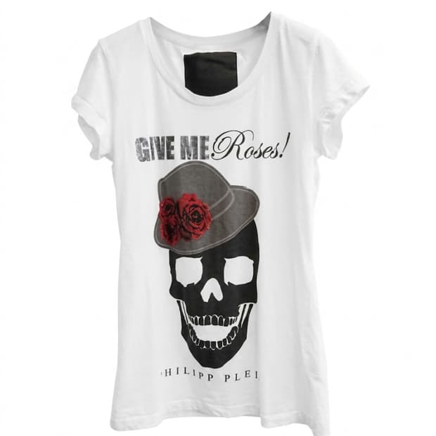 Philipp plein 필립플레인 화이트 스컬 로즈 반팔 티셔츠