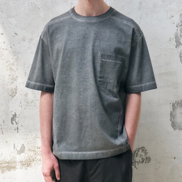 인사일런스 루나 워시드 포켓 티셔츠 LIGHT GREY L사이즈