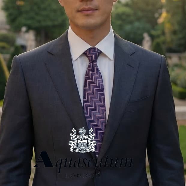 아쿠아스큐텀 실크 헤링본 패턴 넥타이 8.9cm A+등급 E739
