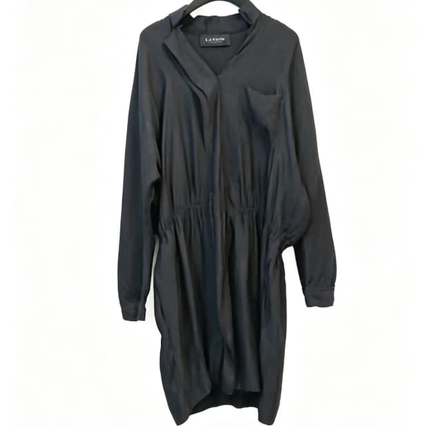 LANVIN COLLECTION 웨이스트 밴드 롱 블랙 원피스