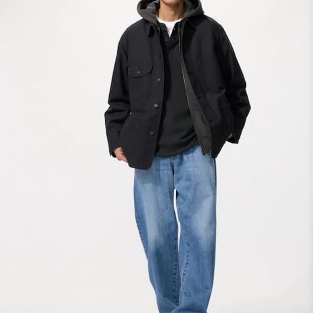 유니클로 워싱 배기핏 데님팬츠 블루 (36)