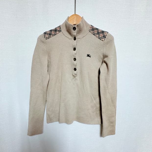 버버리블루라벨숄더체크티셔츠