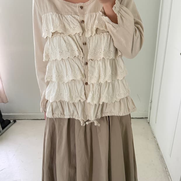 일본빈티지 모리걸 프릴 레이스 블라우스 셔츠