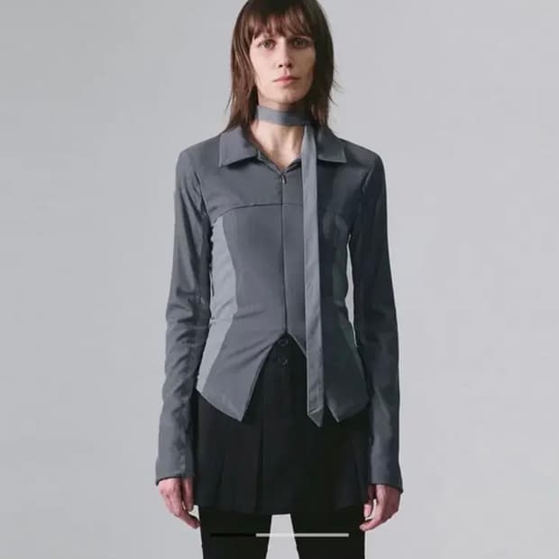 나체 타이 져지 셔츠 집업 블루그레이