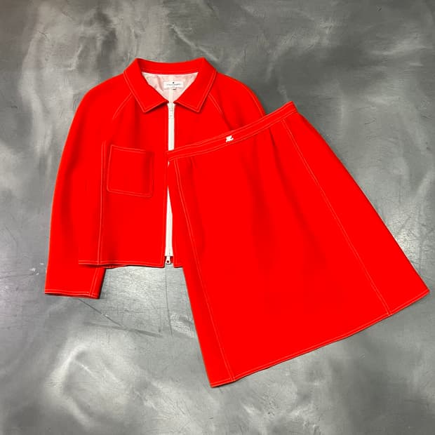  꾸레쥬 레드 울 셋업 +명품 감정서 y14937